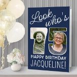 DIY Colors • Look Who's 75 Giant 2 Photo Birthday Card<br><div class="desc">Look who's 75! Go big with your happy birthday wishes with an extra large two photo 75th birthday card. The photos and wording on this template are simple to personalize and all colors and fonts are easy to change with the Zazzle design tool. Create your own unique keepsake gift that...</div>