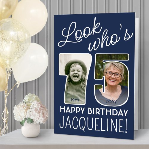 DIY Colors  Look Whos 75 Giant 2 Photo Birthday Card