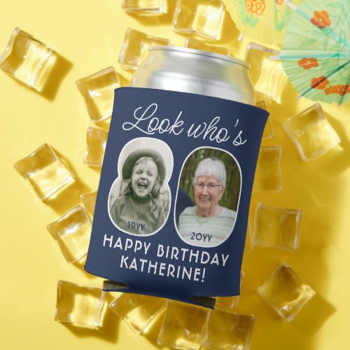 DIY Colors â Look Whos 80 Birthday Party 2 Photo Can Cooler