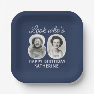DIY Colors • Look Who's 80 Birthday Party 2 Photo Paper Plates