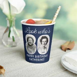 DIY Colors • Look Who's 80 Birthday Party 4 Photo Paper Cups