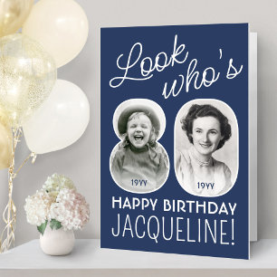 DIY Colors • Look Who's 80 Giant 2 Photo Birthday Card