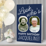 DIY Colors • Look Who's 80 Giant 2 Photo Birthday Card<br><div class="desc">Look who's 80! Go big with your happy birthday wishes with an extra large two photo 80th birthday card. The photos and wording on this template are simple to personalize and all colors and fonts are easy to change with the Zazzle design tool. Create your own unique keepsake gift that...</div>