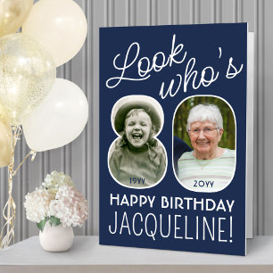 DIY Colors • Look Who's 80 Giant 2 Photo Birthday Card