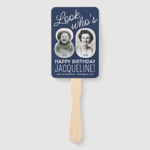 DIY Colors • Look Who's 80 Happy Birthday 4 Photo Hand Fan