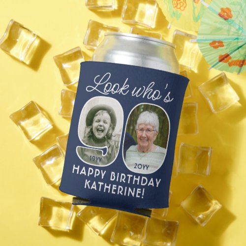 DIY Colors â Look Whos 90 Birthday Party 2 Photo Can Cooler