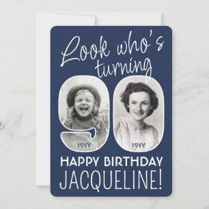 DIY Colors • Look Who's 90 Birthday Party 2 Photo Invitation