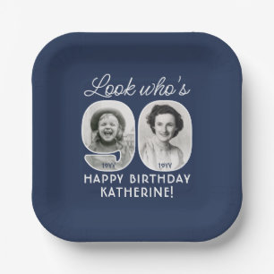 DIY Colors • Look Who's 90 Birthday Party 2 Photo Paper Plates