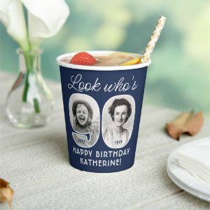 DIY Colors • Look Who's 90 Birthday Party 4 Photo Paper Cups