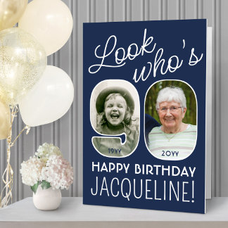 DIY Colors • Look Who's 90 Giant 2 Photo Birthday Card