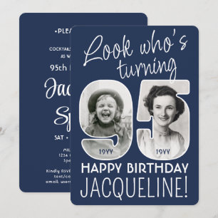 DIY Colors • Look Who's 95 Birthday Party 2 Photo Invitation