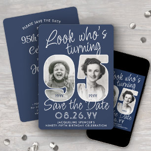 DIY Colors • Look Who's 95 Birthday Party 2 Photo Save The Date