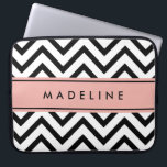 DIY Colors Modern Chevron Pattern Monogrammed Name Laptop Sleeve<br><div class="desc">Protect your laptop in style with a chic modern sleeve.  Design features black and white chevron zig-zag pattern,  pretty faux rose gold foil stripe in pink and black,  and your name  or other customized text. This elegant and trendy computer case makes a stylish gift for her.</div>