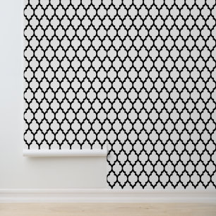 DIY Colors Moroccan Quatrefoil #4 Black White Wallpaper