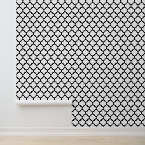 DIY Colors Moroccan Quatrefoil 5 Black White Wallpaper