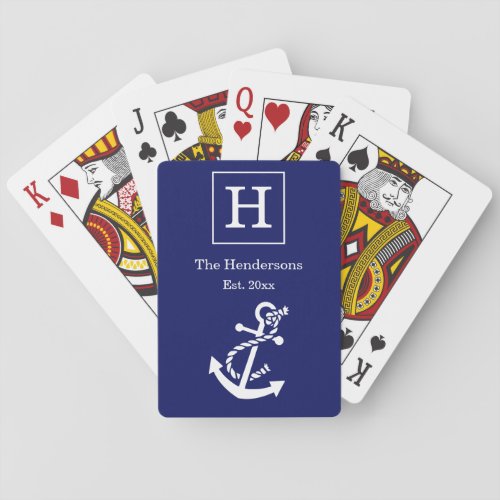 DIY Colors Nautical Anchor Navy White Playing Cards