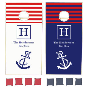 DIY Colors Nautical Anchor Red White Navy UL Cornhole Set