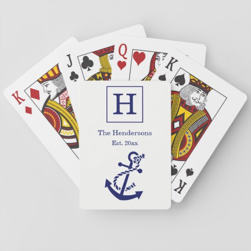 DIY Colors Nautical Anchor White Navy UL Playing Cards
