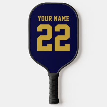 Diy Colors Navy Blue Gold Sports Team Jersey Pickleball Paddle by FantabulousSports at Zazzle