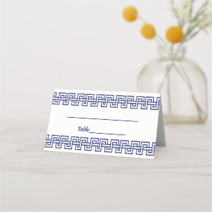 DIY Colors Navy Blue Greek Key Meander Border #5W Place Card
