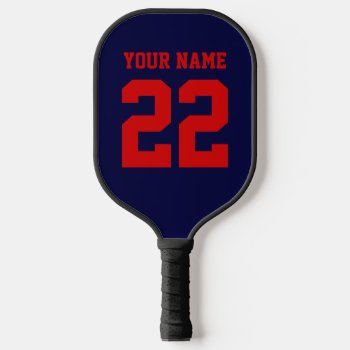 Diy Colors Navy Red Gold Sports Team Jersey Pickleball Paddle by FantabulousSports at Zazzle