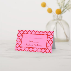 DIY Colors Pink #3 Red Moroccan Quatrefoil Place Card