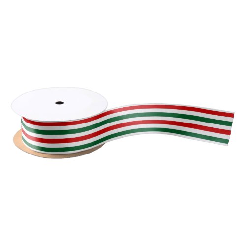DIY Colors Red Forest Green White Stripe Satin Ribbon