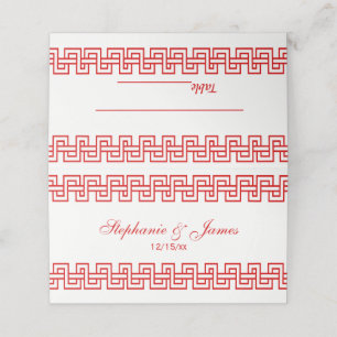 DIY Colors Red Greek Key Meander J Border #5W Place Card