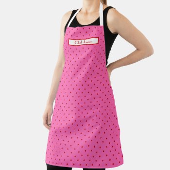 Diy Colors Red Hot Pink Polka Dots Dotted Pattern  Apron by FantabulousPatterns at Zazzle