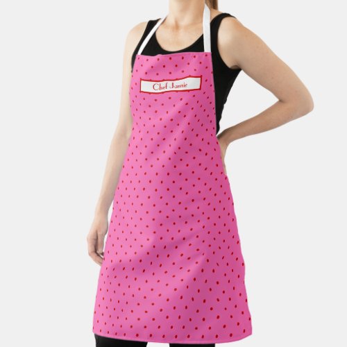 DIY Colors Red Hot Pink POLKA Dots Dotted Pattern  Apron