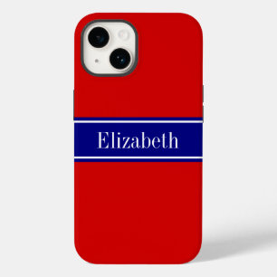 DIY Colors Red, Navy Ribbon Name Monogram S Case-Mate iPhone 14 Case
