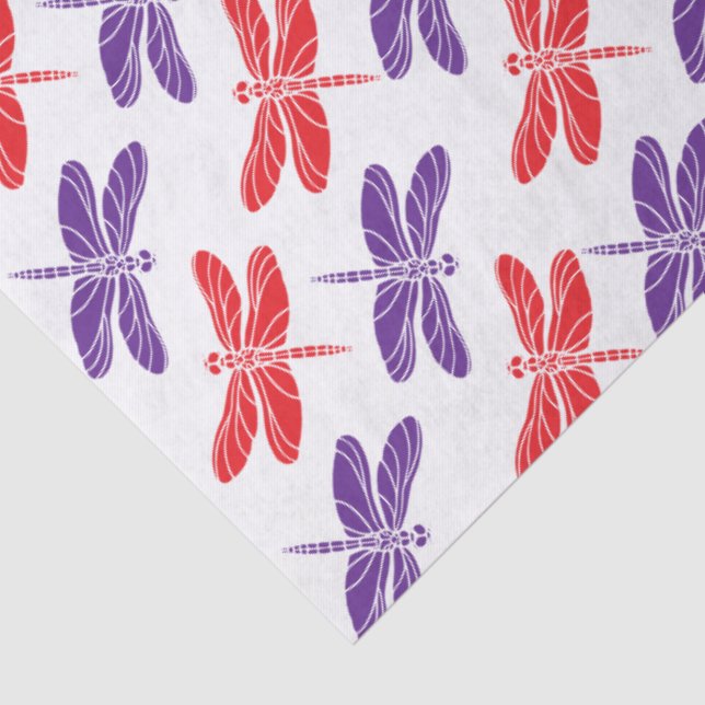 DIY Colors, Red Purple Dragonflies Tissue Paper (Detail)