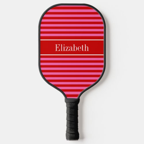 DIY Colors Red Thin Stripes Red Ribbon H Pink BG S Pickleball Paddle