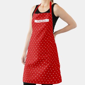 Diy Colors Red White Polka Dots Dotted Pattern  Apron by FantabulousPatterns at Zazzle