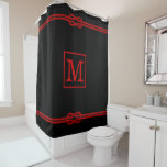 Diy Colors Rope Knot Framed Lg Monogram Black Red Shower Curtain at Zazzle