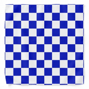 Diy Colors Royal Blue White Checker Board Pattern Bandana by FantabulousPatterns at Zazzle