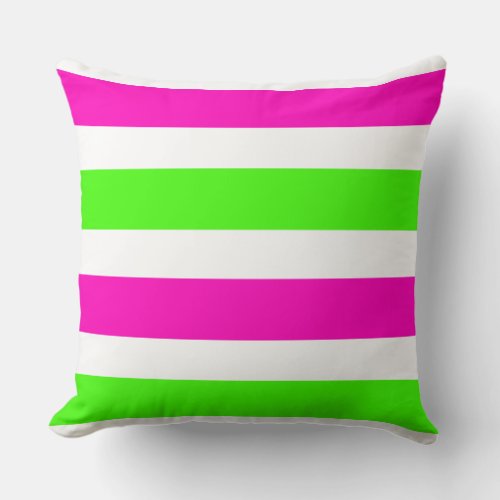 DIY Colors Shocking Pink Lime Green White Stripe Throw Pillow
