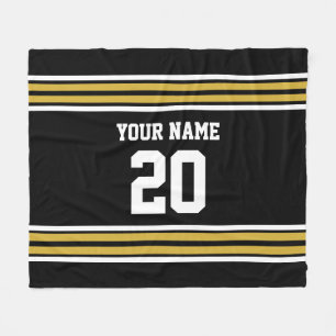 DIY Colors Team Jersey Stripes Black Gold SV Fleece Blanket