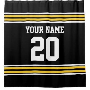 Diy Colors Team Jersey Stripes Black Gold Sv Shower Curtain by FantabulousSports at Zazzle