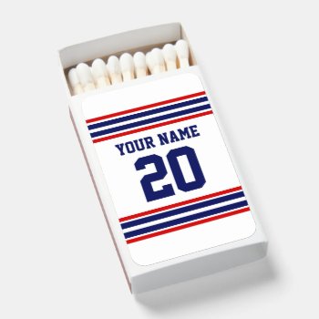 Diy Colors Team Jersey Stripes Blue Red White Sv Matchboxes by FantabulousSports at Zazzle