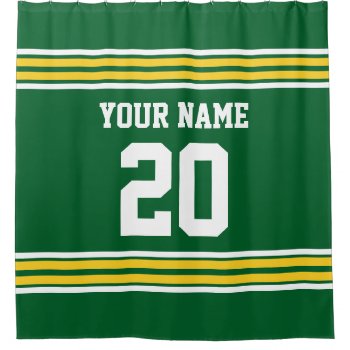 Diy Colors Team Jersey Stripes Green Gold Sv Shower Curtain by FantabulousSports at Zazzle