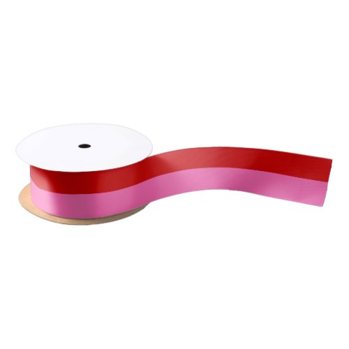 DIY Colors Two Stripes Hot Pink Red Satin Ribbon