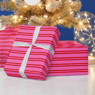 DIY Colors Uneven Stripes #2 SV Hot Pink Red Wrapping Paper