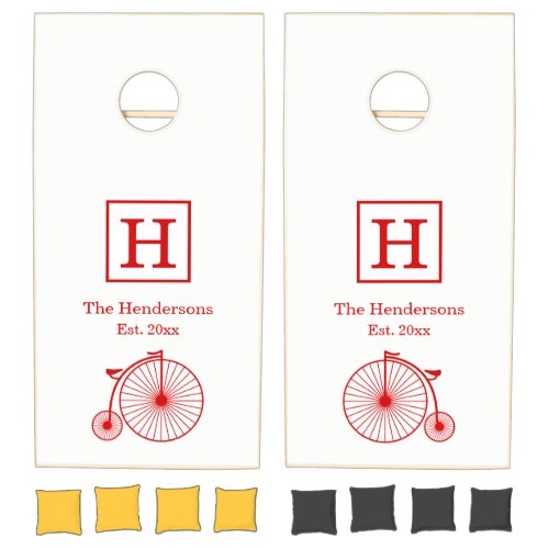 DIY Colors Velocipede Penny Farthing Bike Red Cornhole Set