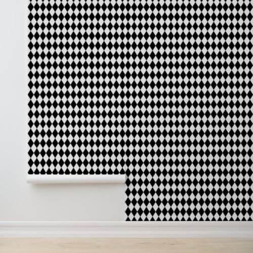 DIY Colors Vertical Harlequin Diamond Black White Wallpaper