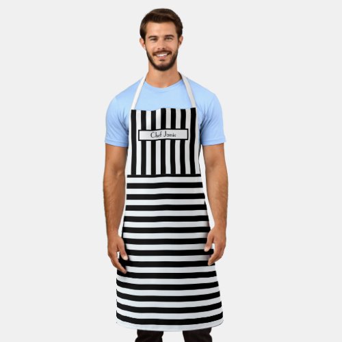 DIY Colors Vertical Horizontal Stripe Black White Apron