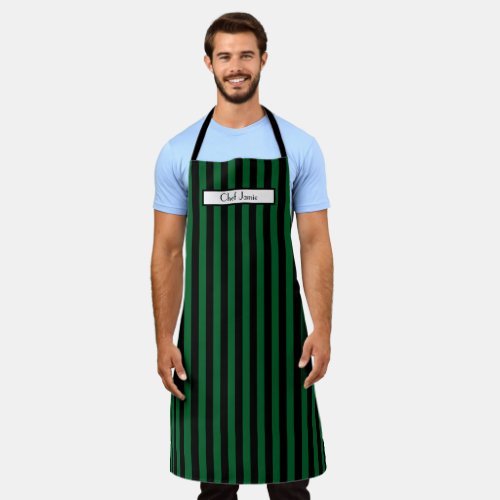 DIY Colors Vertical Stripe Black Green Apron