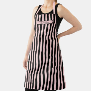 DIY Colors Vertical Stripe Black Pale Pink Apron
