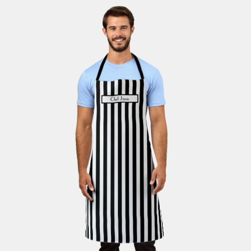 DIY Colors Vertical Stripe Black White Apron