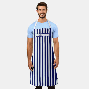 DIY Colors Vertical Stripe Navy White Apron